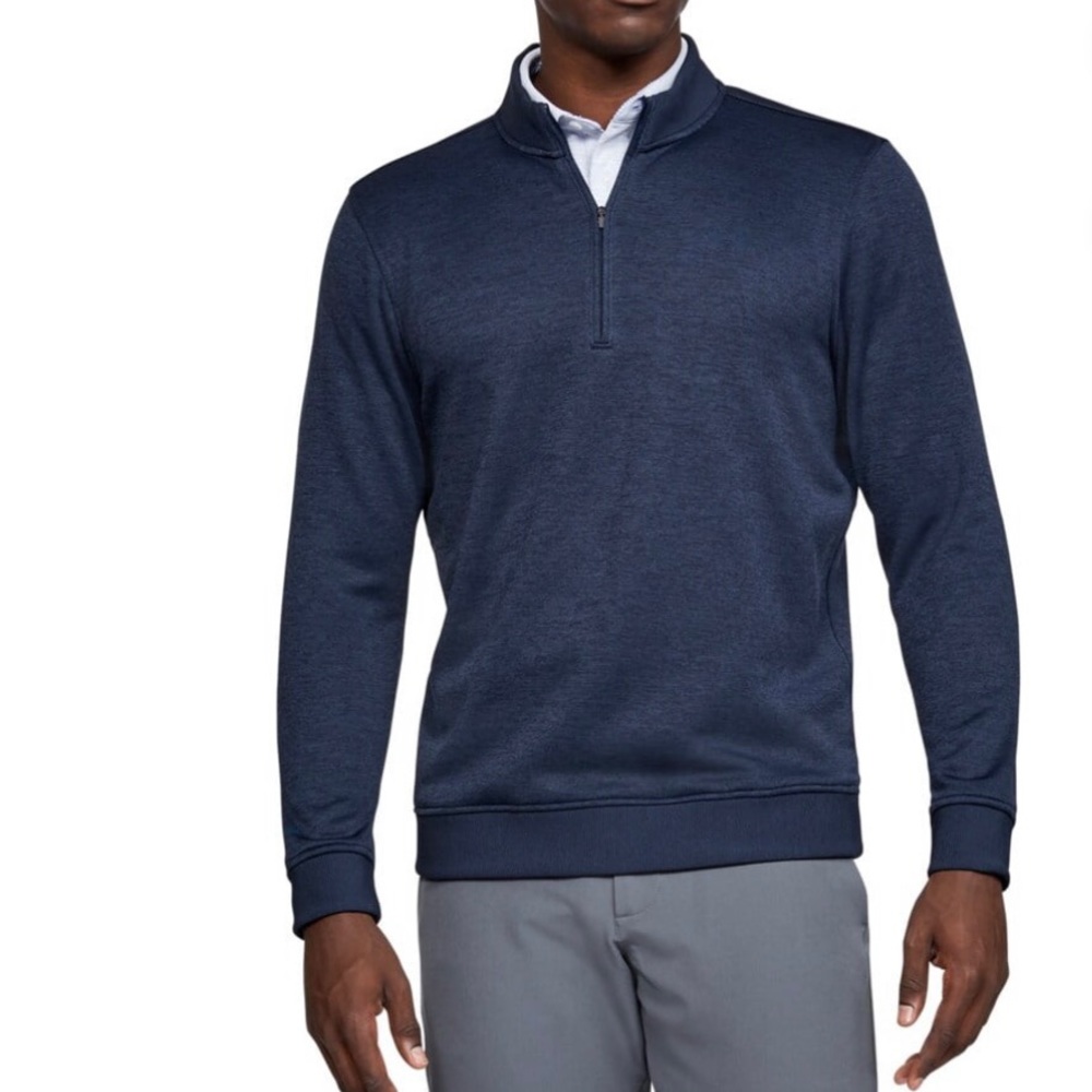 Under Armour Storm Blue Sweater Fleece 1/4 Zip Cold Gear S Loose Fit Athletic